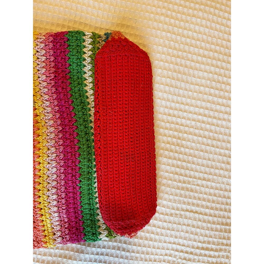 The Sak Boho Multicolor Striped Crochet Soft Crossbody Zip Closure Purse Handbag - Picture 15 of 15